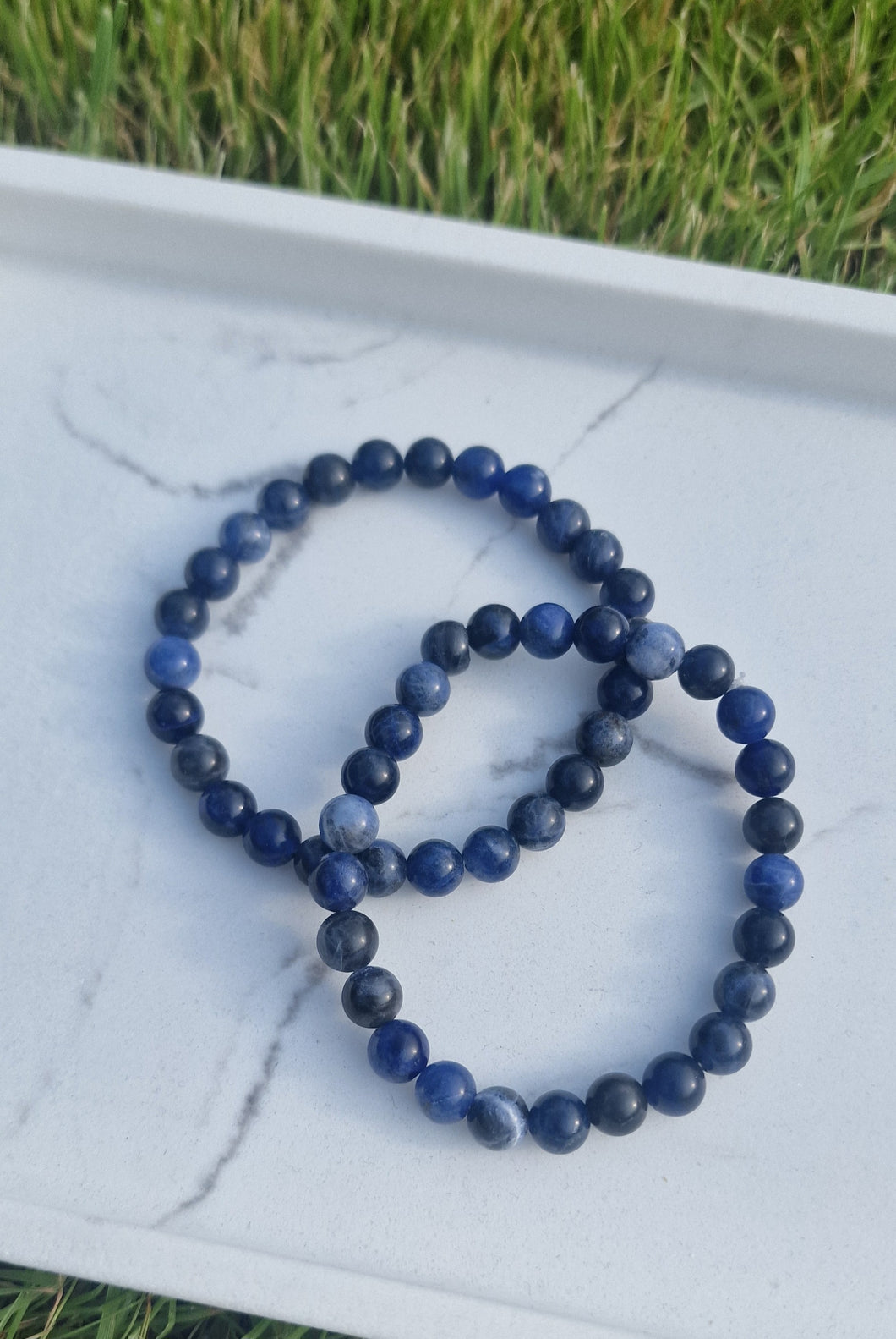 Sodalite Crystal Round Bead Bracelet