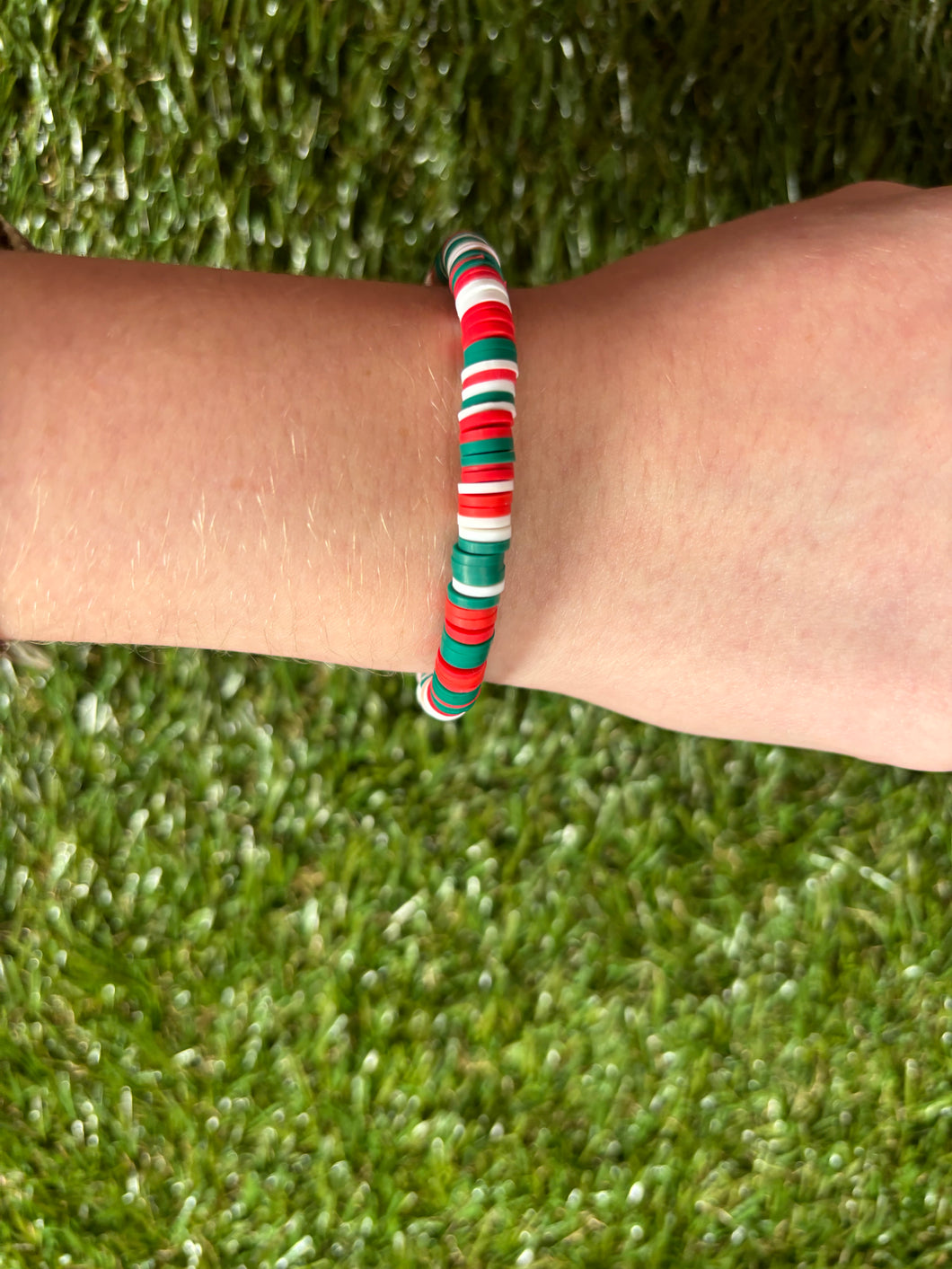 Christmas clay bead bracelet