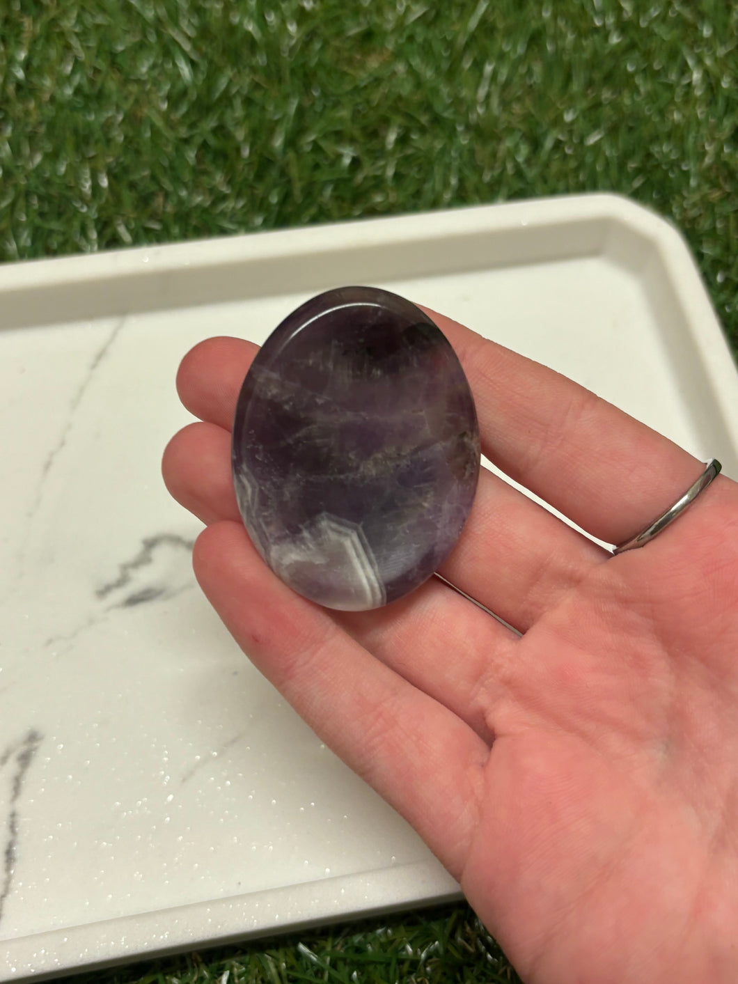 Chevron amethyst palm stone crystal