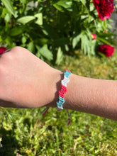 Load image into Gallery viewer, Pink, Blue &amp; White Zig Zag Thread Bracelet
