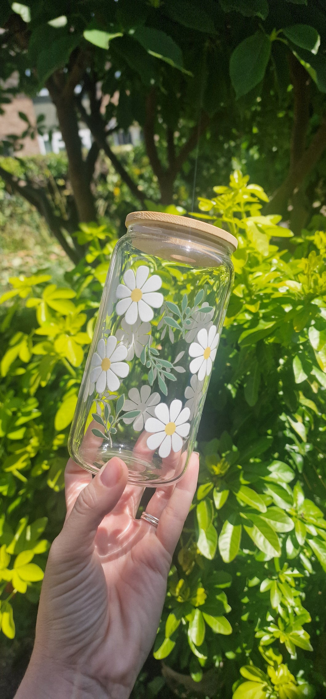 Daisy Glass Can Cup